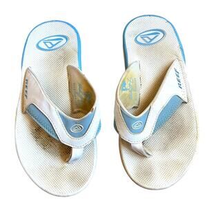 Reef Hidden Bottle Opener Flip Flops Women’s Size US 6 Blue & White
